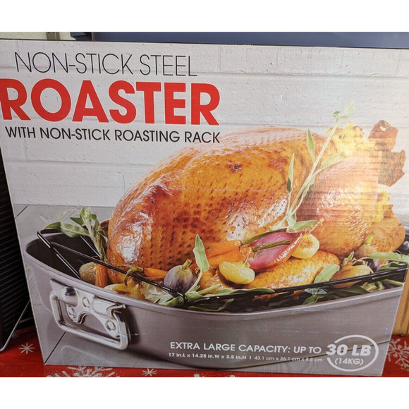 Nonstick Turkey Roasting Pan with Rack, 17 x 13 Inch Large Chicken Roaster Pan - Picture 1 of 8